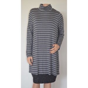 Bailey 44 Women's Layered Turtleneck Jersey Dress Striped Size XL
